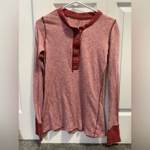 Free People Button Down Gem Henley Long Sleeve Top